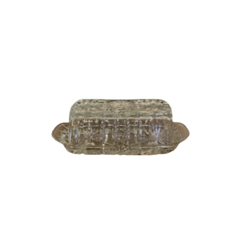 Vintage Crystal Butter Dish with Lid